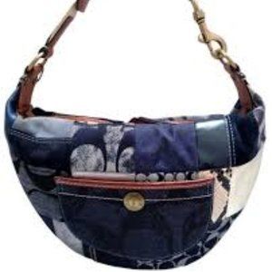 Coach Denim and Suede Patchwork Hobo Purse
